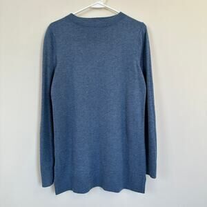 LOFT Crewneck Tunic Knit Sweater Pullover Long Sleeve Blue Women's MEDIUM